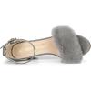 imageAllegra K Womens Faux Fur Ankle Strap Block Heels SandalsGrey