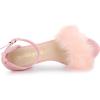imageAllegra K Womens Faux Fur Ankle Strap Block Heels SandalsPink