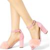imageAllegra K Womens Faux Fur Ankle Strap Block Heels SandalsPink