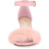 imageAllegra K Womens Faux Fur Ankle Strap Block Heels SandalsPink