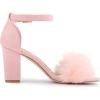 imageAllegra K Womens Faux Fur Ankle Strap Block Heels SandalsPink