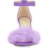 imageAllegra K Womens Faux Fur Ankle Strap Block Heels SandalsPurple