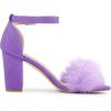 imageAllegra K Womens Faux Fur Ankle Strap Block Heels SandalsPurple