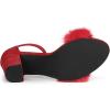 imageAllegra K Womens Faux Fur Ankle Strap Block Heels SandalsRed