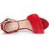 imageAllegra K Womens Faux Fur Ankle Strap Block Heels SandalsRed