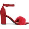 imageAllegra K Womens Faux Fur Ankle Strap Block Heels SandalsRed