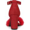 imageAllegra K Womens Faux Fur Ankle Strap Block Heels SandalsRed