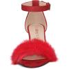 imageAllegra K Womens Faux Fur Ankle Strap Block Heels SandalsRed