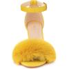imageAllegra K Womens Faux Fur Ankle Strap Block Heels SandalsYellow