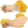 imageAllegra K Womens Faux Fur Ankle Strap Block Heels SandalsYellow