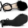 imageAllegra K Womens Faux Fur Slingback Block Heels Lace Up SandalsBlack