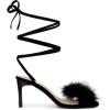 imageAllegra K Womens Faux Fur Slingback Block Heels Lace Up SandalsBlack