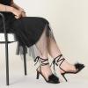 imageAllegra K Womens Faux Fur Slingback Block Heels Lace Up SandalsBlack