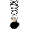 imageAllegra K Womens Faux Fur Slingback Block Heels Lace Up SandalsBlack