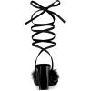 imageAllegra K Womens Faux Fur Slingback Block Heels Lace Up SandalsBlack