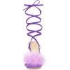 imageAllegra K Womens Faux Fur Slingback Block Heels Lace Up SandalsLight Purple