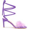 imageAllegra K Womens Faux Fur Slingback Block Heels Lace Up SandalsLight Purple