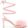 imageAllegra K Womens Faux Fur Slingback Block Heels Lace Up SandalsPink