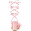 imageAllegra K Womens Faux Fur Slingback Block Heels Lace Up SandalsPink