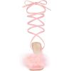 imageAllegra K Womens Faux Fur Slingback Block Heels Lace Up SandalsPink