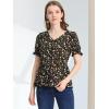 imageAllegra K Womens Floral Peasant Peplum Top Ruffle Hem Short Sleeve VNeck Summer BlouseBlack
