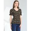 imageAllegra K Womens Floral Peasant Peplum Top Ruffle Hem Short Sleeve VNeck Summer BlouseBlack