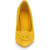 imageAllegra K Womens Flower Closed Pointed Toe Stiletto Heels Shoes PumpsYellow