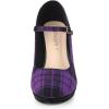 imageAllegra K Womens Houndstooth Platform Stiletto Heels Mary Janes PumpsPurple