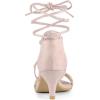 imageAllegra K Womens Kitten Heel Lace Up Open Toe SandalsBeige Pink