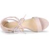 imageAllegra K Womens Kitten Heel Lace Up Open Toe SandalsBeige Pink
