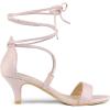 imageAllegra K Womens Kitten Heel Lace Up Open Toe SandalsBeige Pink