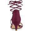 imageAllegra K Womens Kitten Heel Lace Up Open Toe SandalsBurgundy
