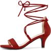 imageAllegra K Womens Kitten Heel Lace Up Open Toe SandalsRed