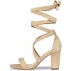 imageAllegra K Womens Lace Up Block Heels SandalsBeige