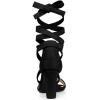 imageAllegra K Womens Lace Up Block Heels SandalsBlack