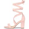 imageAllegra K Womens Lace Up Block Heels SandalsPink
