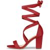 imageAllegra K Womens Lace Up Block Heels SandalsRed
