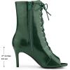 imageAllegra K Womens Lace Up Peep Toe Stiletto Heel Ankle BootsDark Green