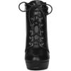 imageAllegra K Womens Lace Up Strap Platform Block Heels Ankle BootsBlack