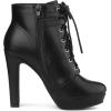 imageAllegra K Womens Lace Up Strap Platform Block Heels Ankle BootsBlack