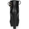 imageAllegra K Womens Lace Up Strap Platform Block Heels Ankle BootsBlack