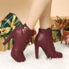 imageAllegra K Womens Lace Up Strap Platform Block Heels Ankle BootsBurgundy