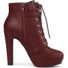imageAllegra K Womens Lace Up Strap Platform Block Heels Ankle BootsBurgundy