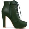 imageAllegra K Womens Lace Up Strap Platform Block Heels Ankle BootsDark Green