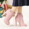 imageAllegra K Womens Lace Up Strap Platform Block Heels Ankle BootsPink