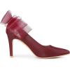 imageAllegra K Womens Mesh Bow Pointed Toe Stiletto High Heels PumpsBurgundy