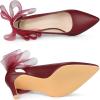 imageAllegra K Womens Mesh Bow Pointed Toe Stiletto High Heels PumpsBurgundy
