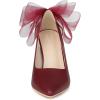 imageAllegra K Womens Mesh Bow Pointed Toe Stiletto High Heels PumpsBurgundy