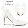 imageAllegra K Womens Mesh Bow Pointed Toe Stiletto High Heels PumpsWhite