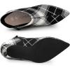 imageAllegra K Womens Plaid Pointed Toe Side Zip Stiletto Heel Ankle BootsBlack White